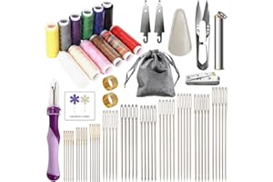 zrsdto 74PCS Big Eye Stainless Steel Needles for Hand Sewing - Steel Sewing Needles Kit with Steel Embroidery Needles, Yarn Needle & Needle Threaders, Large Eye Sewing Needles for Basic Sewing Kit