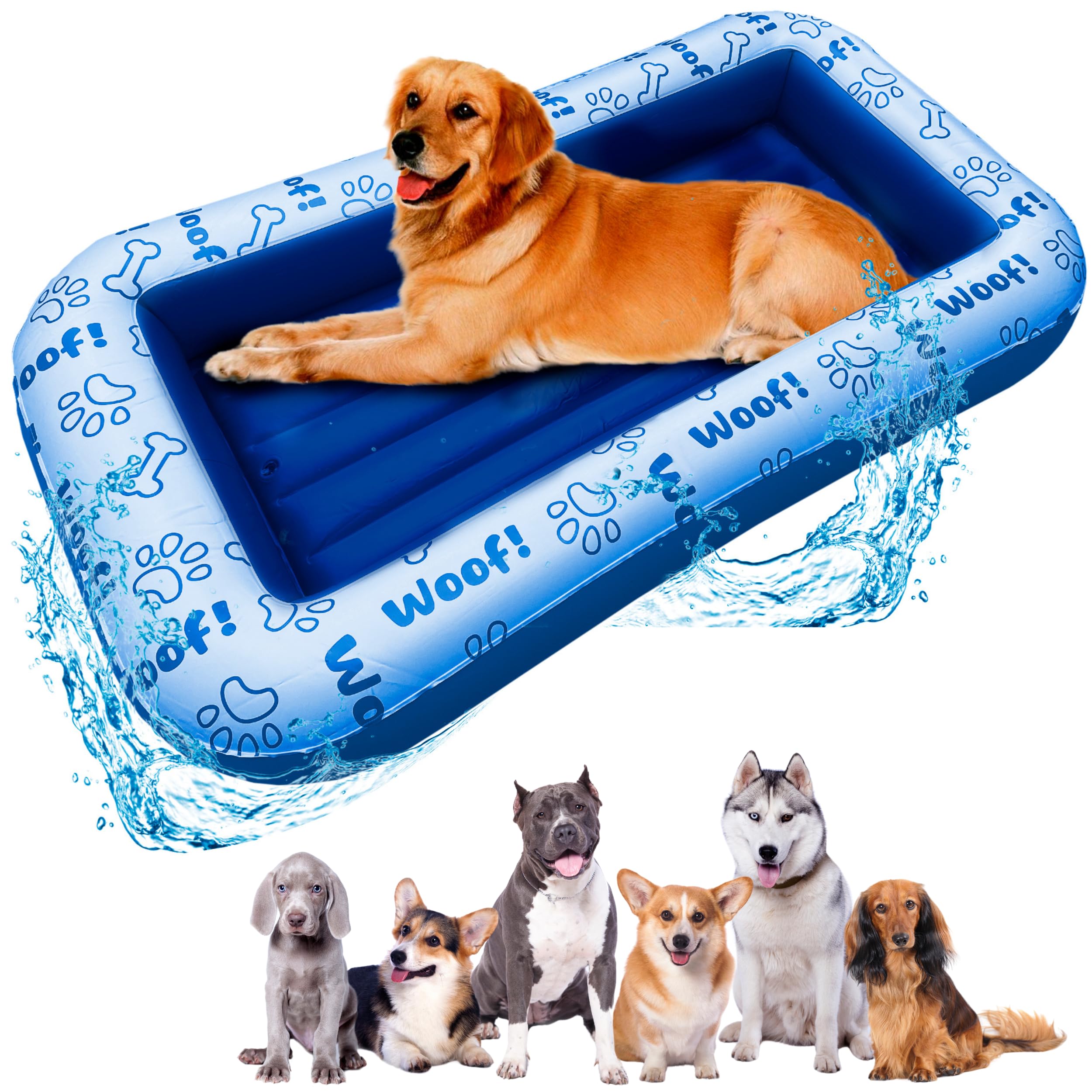 Photo 1 of Schwimmer Dog Pool Float – Premium Pool Float for Large Dogs up to 220lbs – Durable & Inflatable Dog Raft for Pool, Lake & Beach – Comfortable & Safe Floating Mat for Summer Fun – Blue