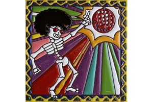 FINE CRAFTS IMPORTS 6x6 Disco Dancing. Day-of-The-Dead Clay Tile