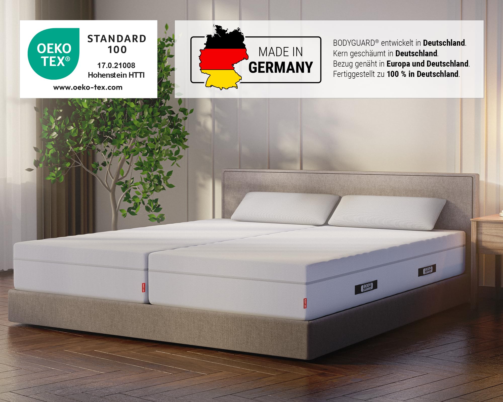 bett1 Bodyguard Boxspring Matratze 90x200 mit ca. 28 cm Matratzen-Höhe! (100% Vollschaum, 2in1 Liegehärten Mittelfest & Fester, Oeko-TEX 100, QXSchaum) 6