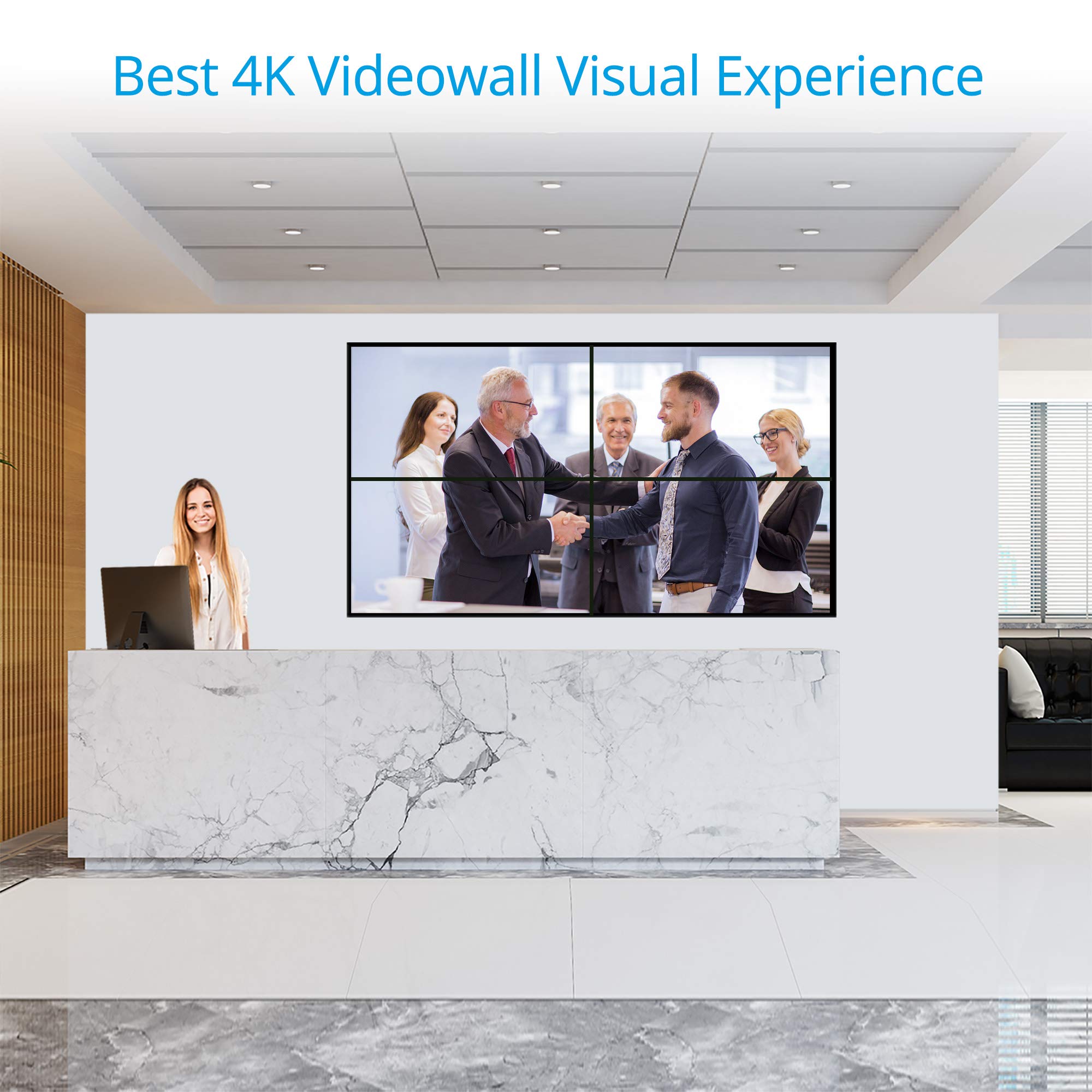 gofanco 2x2 Video Wall Processor– Up to 4K 30Hz, Four Switchable Inputs, 9 Modes, Cascade-able, Loopout, 180º Rotation, Edge Correction, 1U, Web GUI, S/PDIF Coax & Stereo Audio Extract (Videowall22)