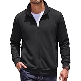 COOFANDY Mens Zip Up Sweatshirt Casual Lightweight Jackets Full Zip Sweater | Soft Knit Textured Fabric, Stand Collar, 2 Side Pockets, Long Sleeve Fashion Stylish, Ribbed Cuffs And Hem For Fall Winter
