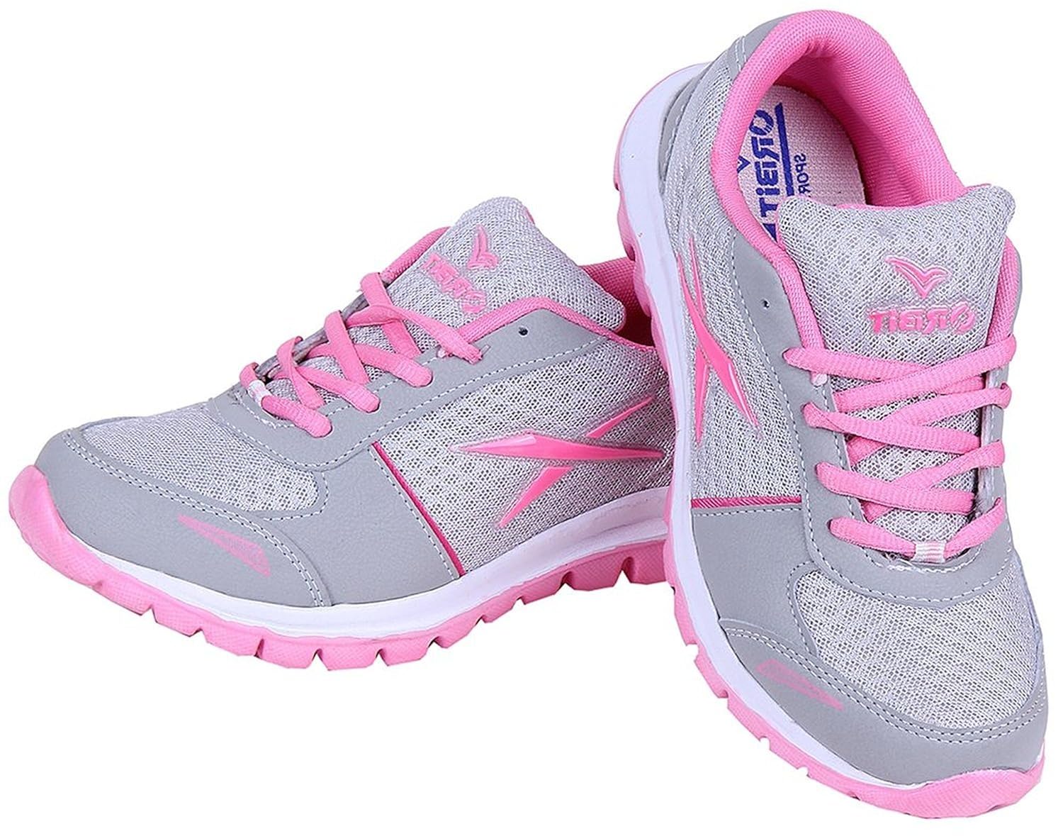 orbit women sports running shoes grey pink ls 005