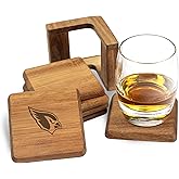 The Memory Company Officially Licensed 6-Pack Team Logo Acacia Square Coaster W/Holder, Arizona Cardinals