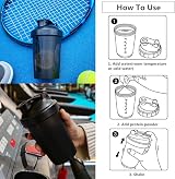DDSHUN Shaker Bottle 400 ml Protein Powder Mixer with Mixball Black view 5