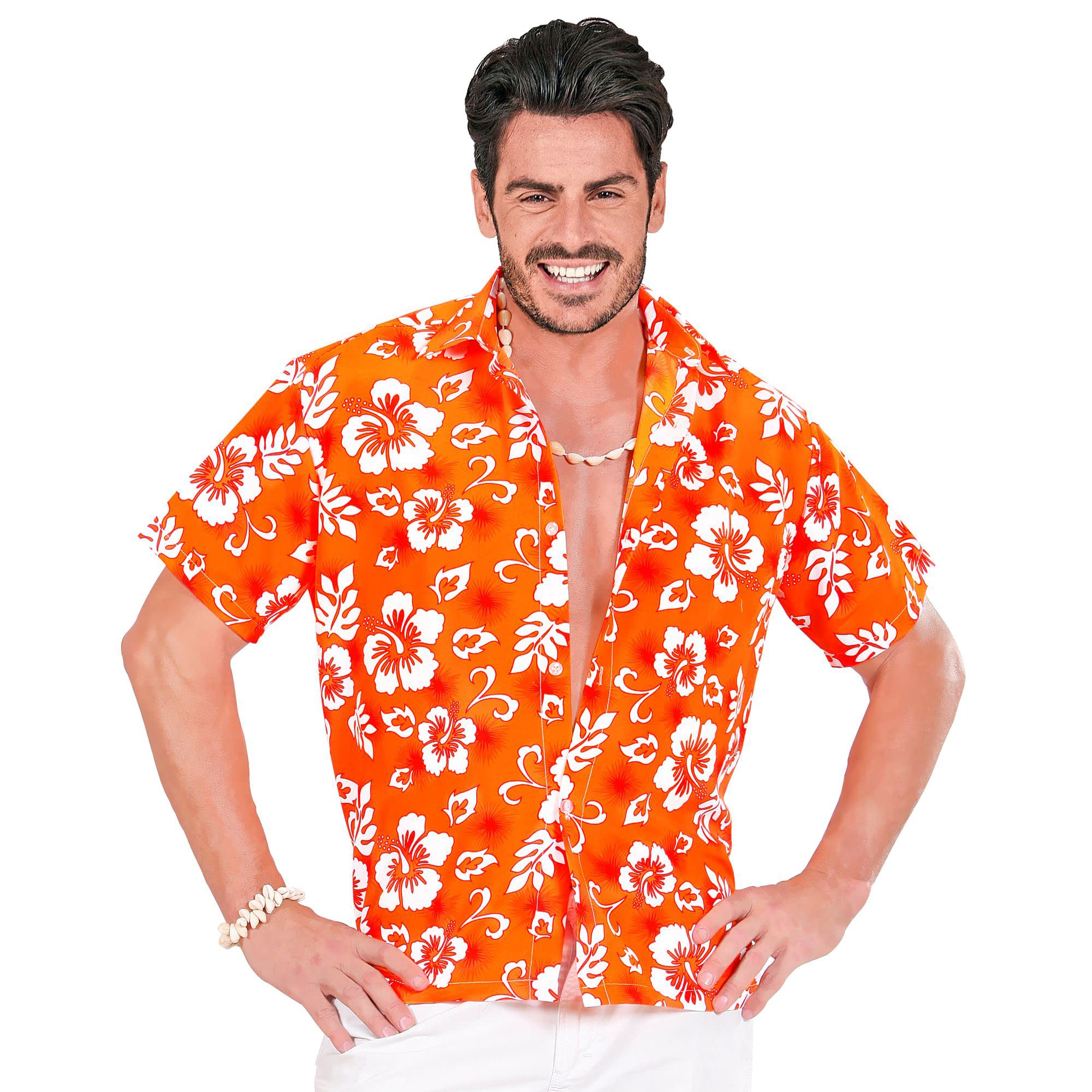 Hawaiian Shirt M/L - Orange Costume for Tropical Lua Fancy Dress