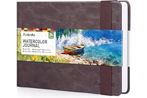 Watercolor Journal 8.3"x5.8"- 100% Cotton, 24 Sheets 48 Pages, 140LB/300GSM Cold Press, with Inner Pocket and Wide Elastic Ba