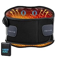 Cordless Heating Pad for Back Pain Relief,10000mAh Lower Back Massager with 5 Heat 3 Vibration,Portable Heating Pad for Cramps with Detachable Heating, Birthday Gifts for Women Men Mom Dad,Black