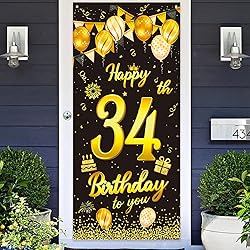 wongmode Happy 34th Birthday to You Door Banner