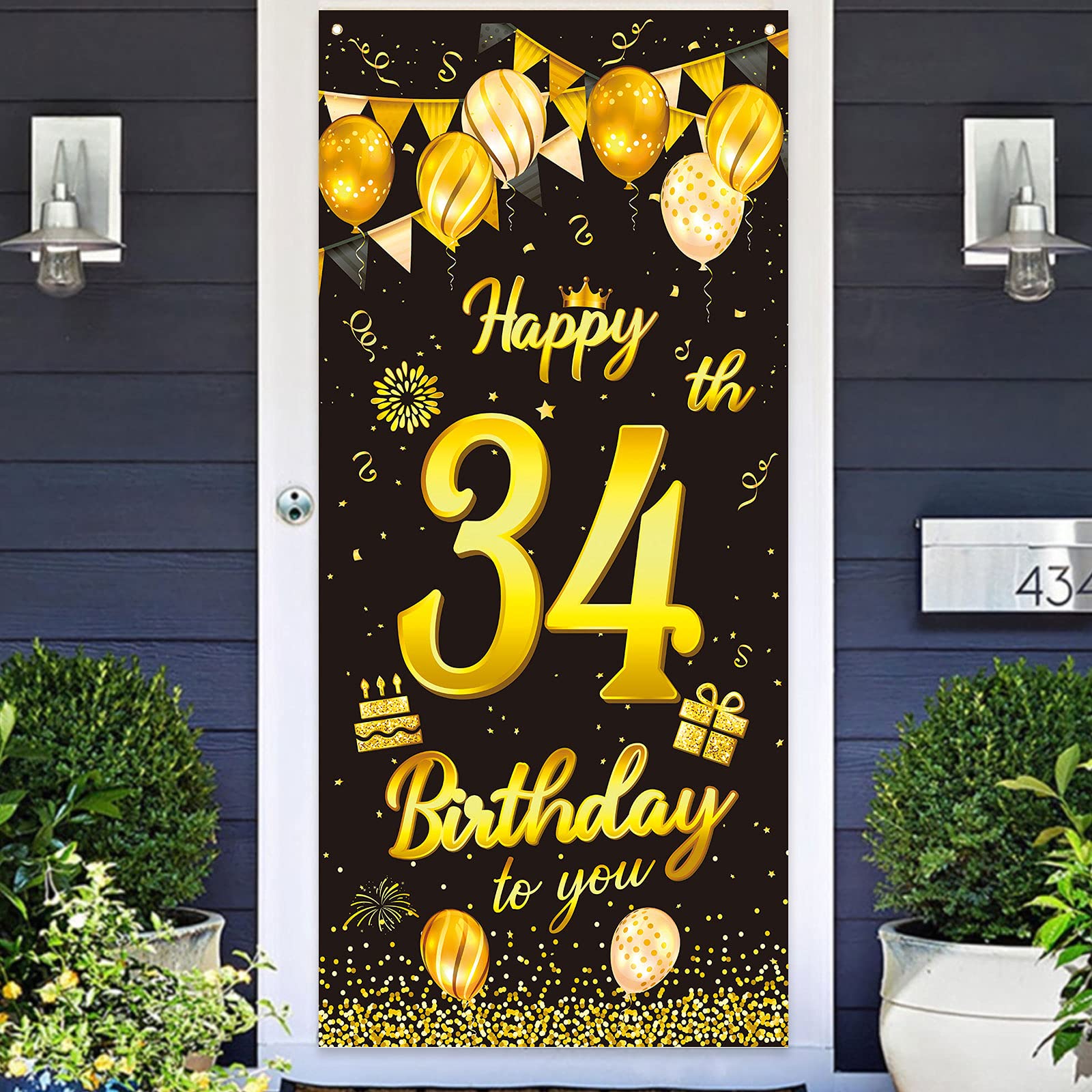 wongmode Happy 34th Birthday to You Door Banner
