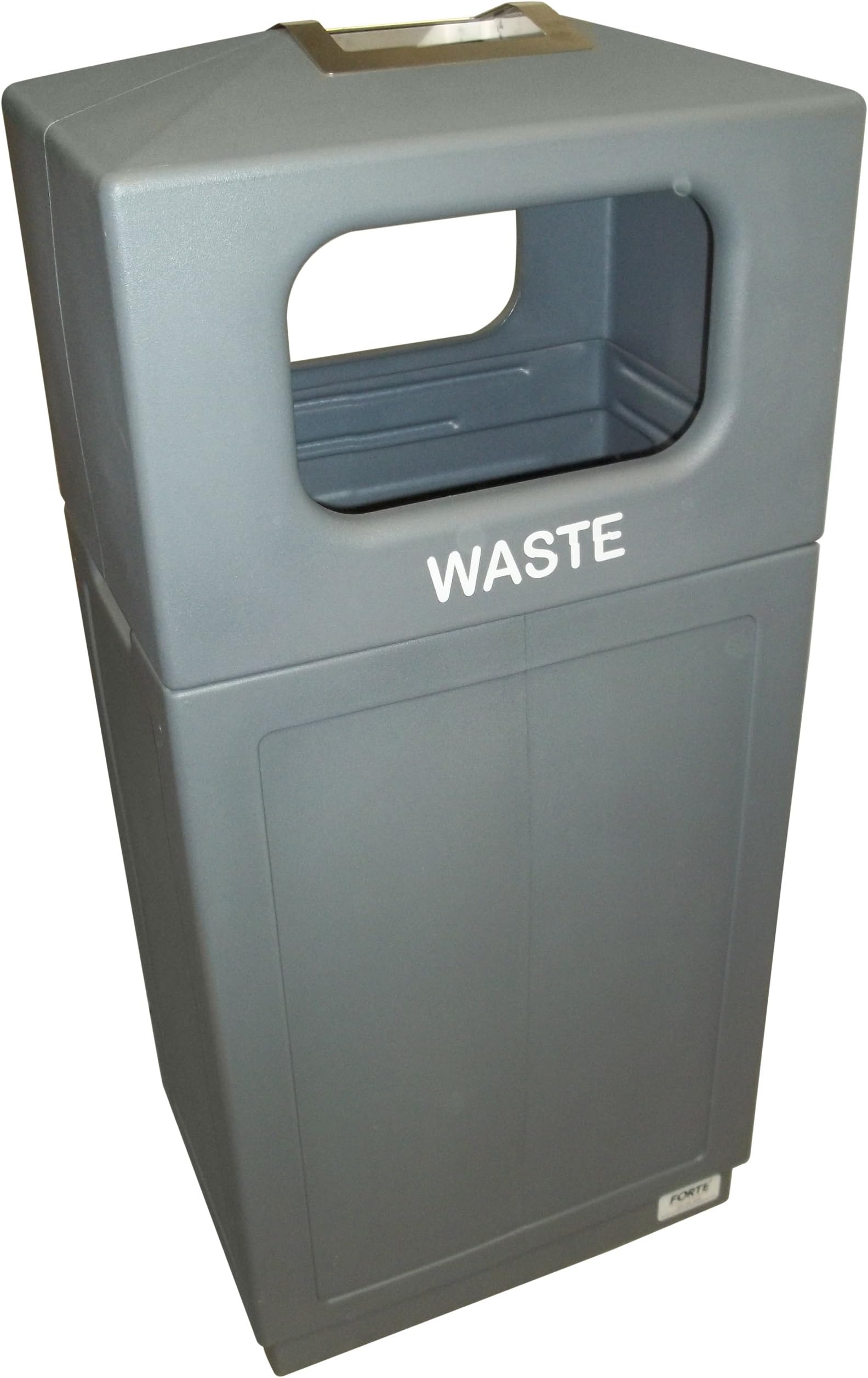 Forte Products 8002156 Hooded Top Waste Can with Ashtray, 21.5" L x 14.5" W x 46" H, Grey