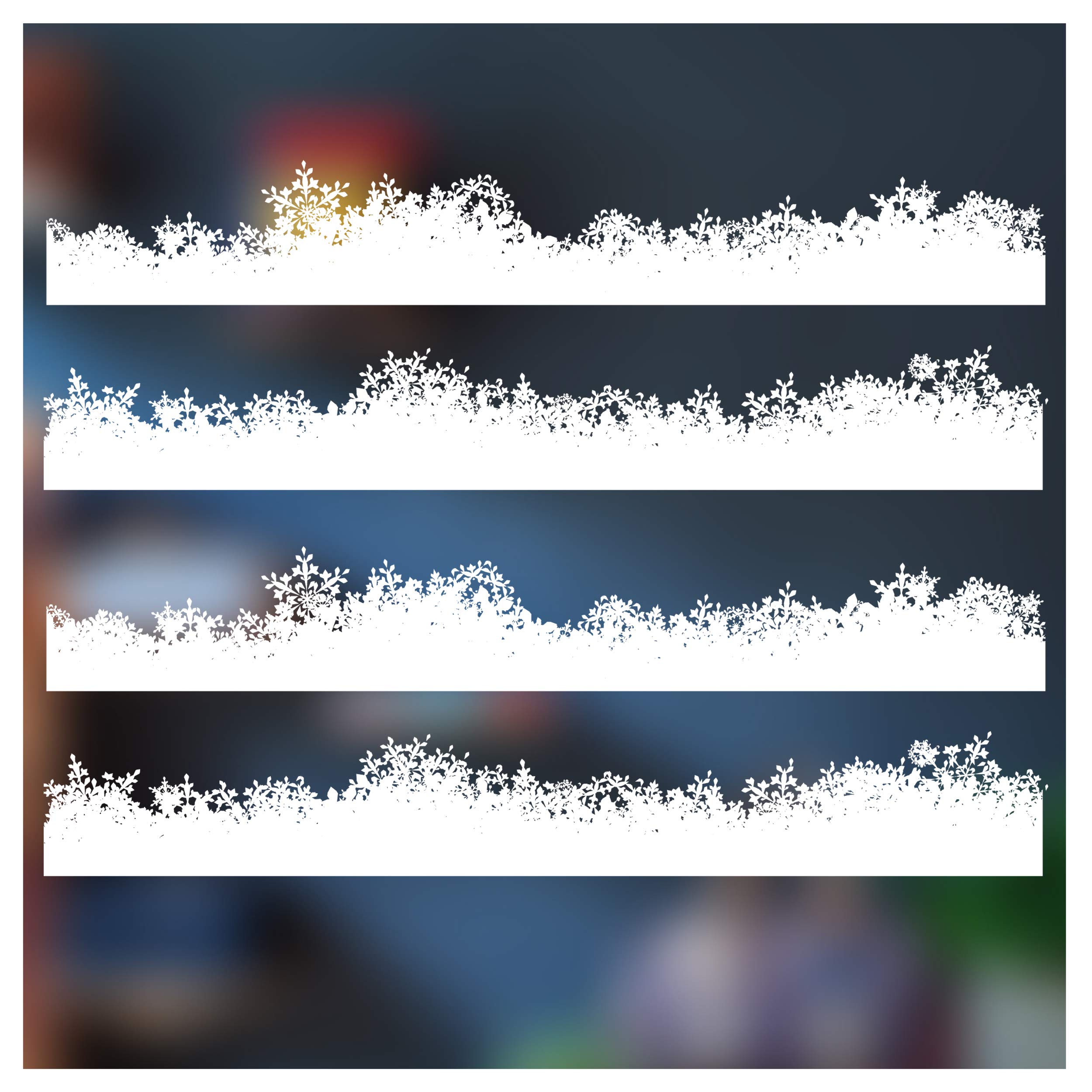 4 Meters Fluffy Snow Christmas Window Border | Snowflake and Icicle Christmas Windows Stickers Display