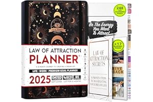 FREEDOM MASTERY Law of Attraction Planner 2025 - Hourly, Weekly & Monthly Goal Setting Planner, 12 Month Journey to Increase Productivity | Life & Gratitude Journal, Include Foldable Vision Board, Gift Box & Stickers