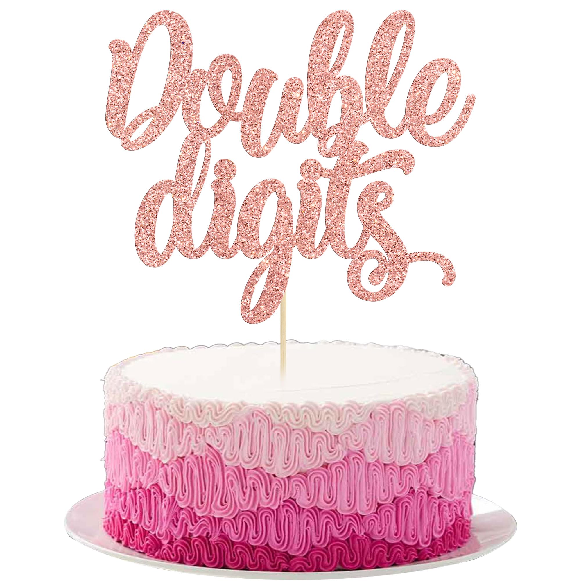 Gyufise 1 Pack Happy 10th Birthday Cake Topper Rose Gold Double Digits Cake Decoration for 10th Birthday Double Digits Photo Decoration Props