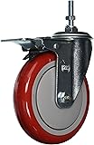 Service Caster SCC-TSTTL20S514-PPUB-381615-RED-4 Total Lock Caster, Red Polyurethane Wheel with 3/8"-16 x 1-1/2" Threaded Stem (Pack of 4)