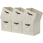 DECOMOMO Cube Storage Bin, Storage Cubes with Labels, Baskets for Shelves Kallax Linen Closet Organizers (Cube 10.5x11"/ 6pcs