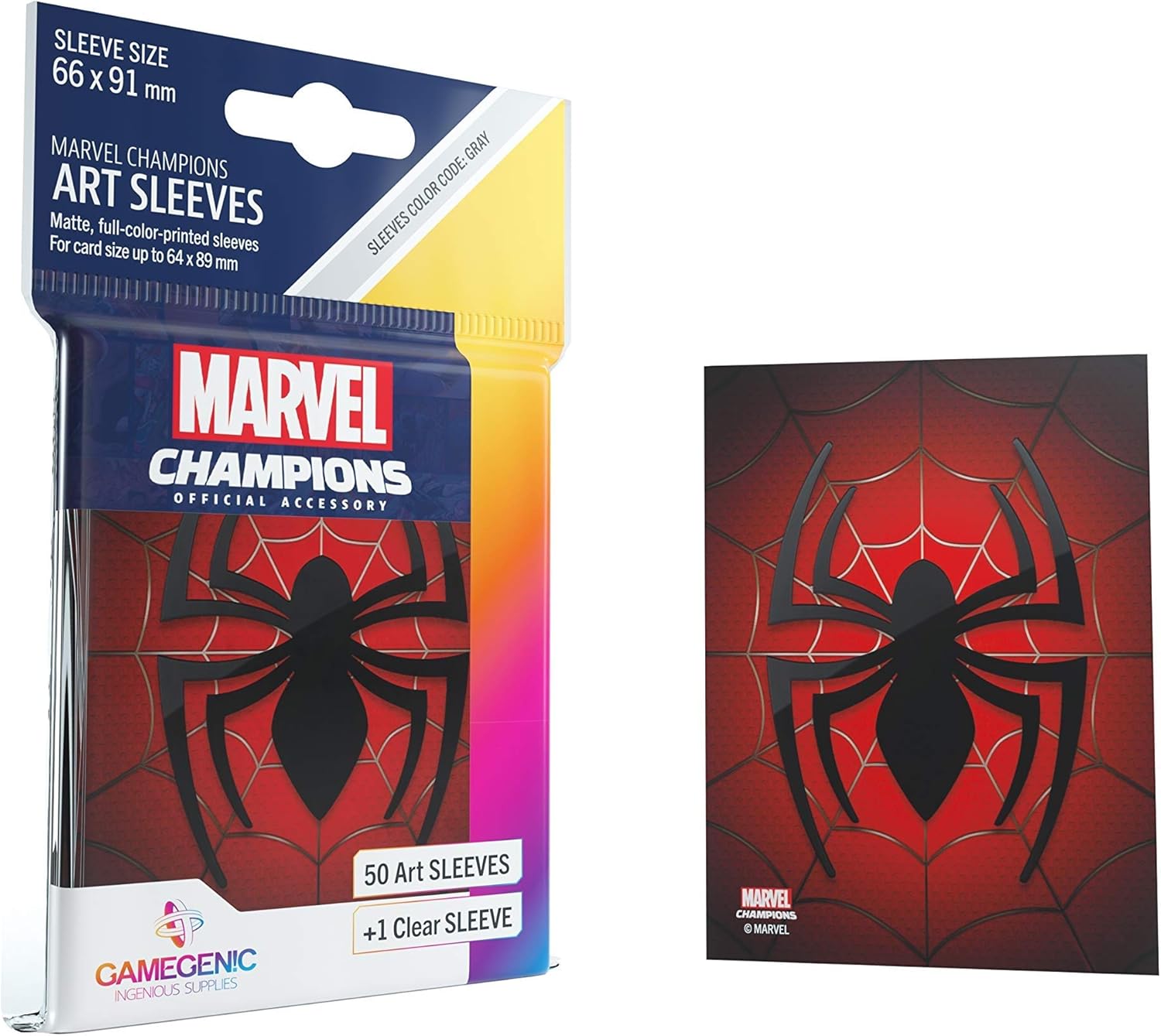 Gamegenic , Fantasy Flight Games - Marvel Champions: Official Art Sleeves: Spider Man - Card Game , 66 x 91mm