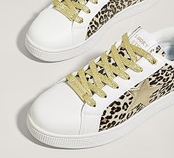 LUCKY STEP Women's Fashion Star Sneaker Lace Up Low