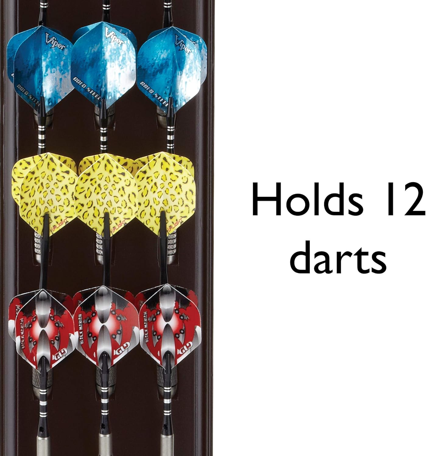 Viper Dart Caddy Solid Wood Wall Mounted Dart Holder / Stand, Displays 4 Sets of Steel or Soft Tip Darts, for all Sisal & Electronic Dartboards, Surrounds & Cabinets, Mahogany Finish : Sports & Outdoors