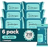 goodwipes Flushable Butt Wipes - Vitamin E & Aloe - Sewer & Septic Safe - Extra Large Adult Wet Wipes For Women & Men - Bathroom Essentials - Shea-Coco, 318 Count (6 Packs + 1 Travel)