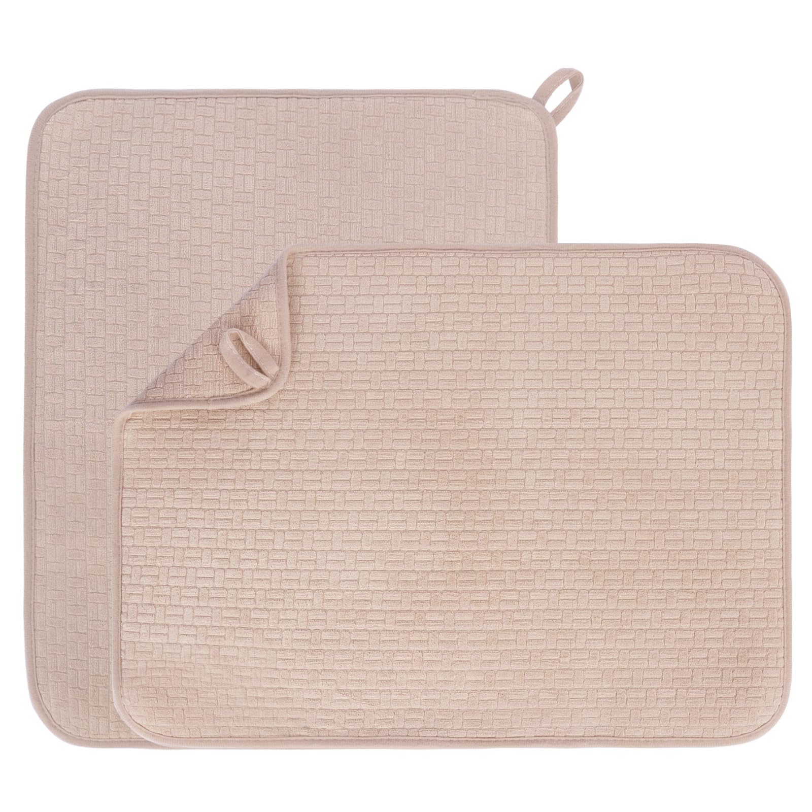 Niuoppy 2Pcs Dish Drying Mat, 38x50cm Highly Absorbent Draining Board Mats, Non Slip Washable Kitchen Counter Mat, Insulated Placemat, Microfiber Draining Drainer Mat (Coffee, 38x50 cm)