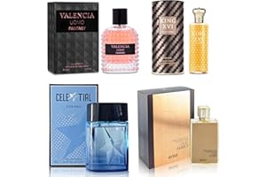 AFLUXE Cologne for Men Set 4 Combo Sets(Valencia/King XVI/Celestial/Oud Gold) Eau De Parfume/Toilette Natural Spray Each 100ML Men Perfume Long Lasting Fragrance for Daily Use