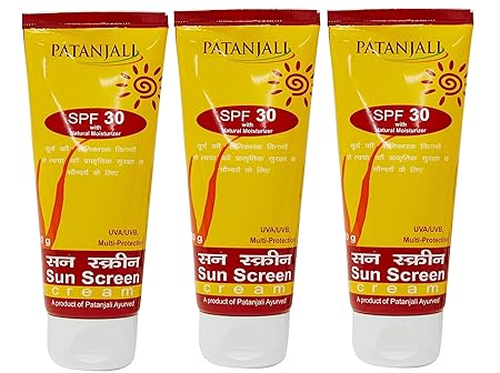 Patanjali Sun Screen Cream SPF30, 50g (Pack of 3)