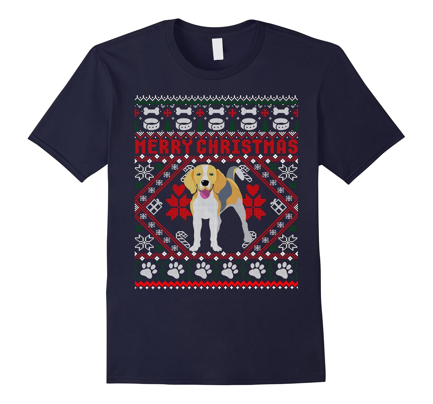 Beagle Dog Merry Christmas Ugly Xmas Sweater T-Shirt-ANZ