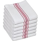 WHITEWRAP Kitchen Dish Towels for Kitchen, Highly Absorbent for Drying and Cleaning, Durable and Soft Tea Towels – 6 Pack, 100% Ring Spun Cotton 15 x 25 Inches – Red