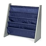 Humble Crew 4-Tier Kids Bookshelf, Grey Wood/Navy