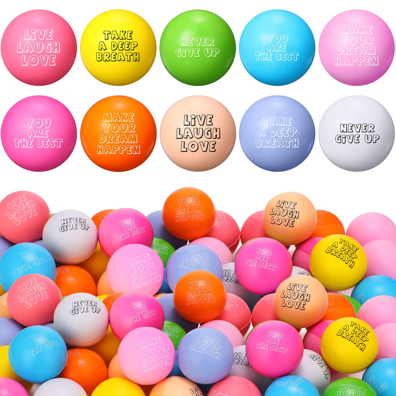 Libima 50 Pcs Motivational Stress Balls Bulk 1.57 Inch Colorful Small ...