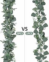 LOMOHOO 2Pcs Eucalyptus Garland 6FT Greenery Vines with White Seeds Wedding view 5