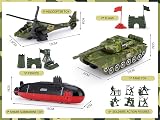 Crelloci Army Toys 18 PCS Submarine Diecast Military Tank Helicopter Playset view 5
