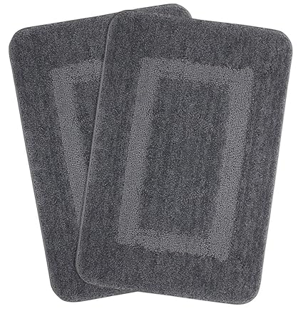 Saral Home Soft Microfiber Bathmat, 45x70cm (Grey) - Set of 2