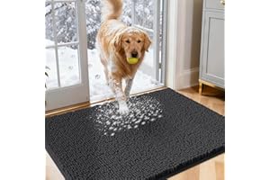 IM HOME Dog Door Mats for Muddy Paws, 36" X 24" Chenille Absorbent Doormat, Non Slip Heavy Dog Rugs for Muddy Paws, Soft Indoor Door Mat for Entryway, Mud Paw, Inside Floor, Dark Grey