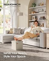 SONGMICS Storage Ottoman Foldable 30x30 cm Foot Stool Cream White LSF028W51 view 2