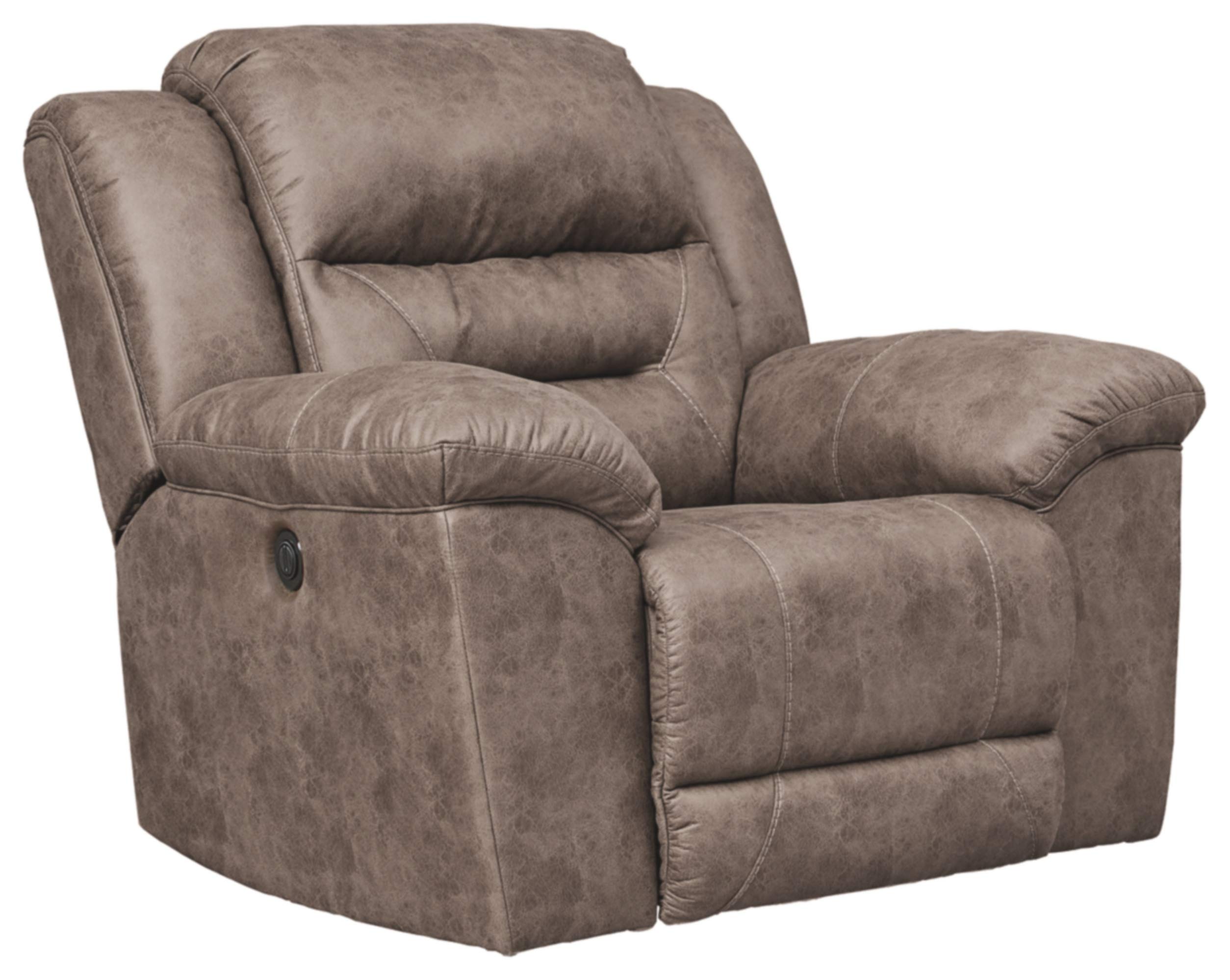 Photo 1 of Signature Design by Ashley Stoneland Faux Leather Power Rocker Recliner, Light Brown