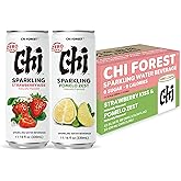 CHI FOREST Sparkling Water Beverage, Pomelo &amp; Strawberry drinks, Zero Sugar or Artificial Flavor, 11.16 fl oz Cans (Pack of 12)