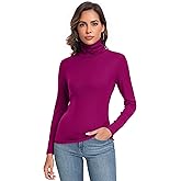 Women's Long Sleeve Casual Lightweight Turtleneck Top Slim Fit Thermal Active Layer Shirts