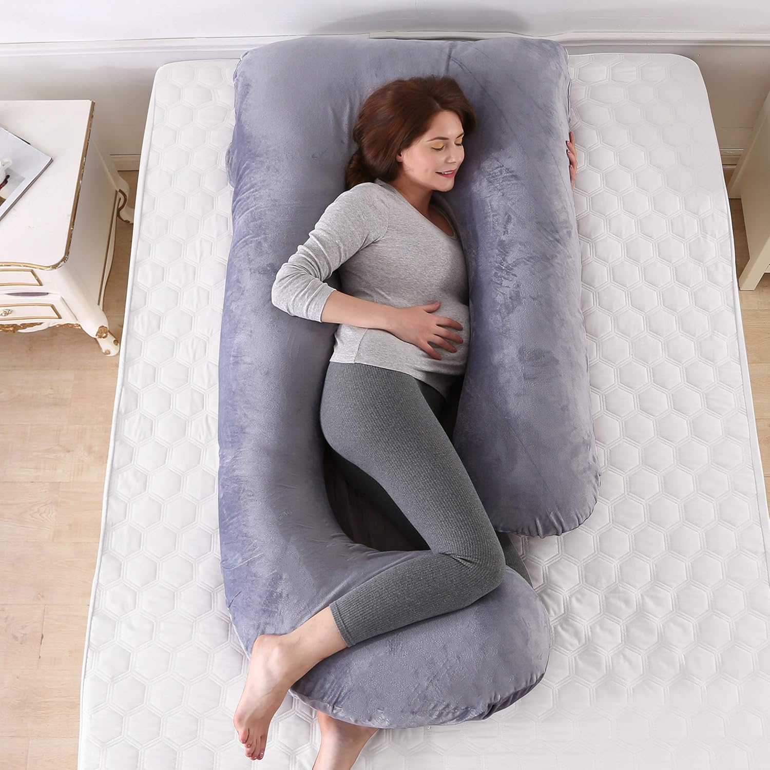Aidiu u Shaped Pillows Pregnant Body Pillows for Sleeping, Pregnancy Pillows U Shape, Maternity Pillow, Full Body Maternity Pillow,57in, Support Back,Neck,Leg,Foot,Side Sleeper, Washable Cover, Grey: Kitchen & Dining