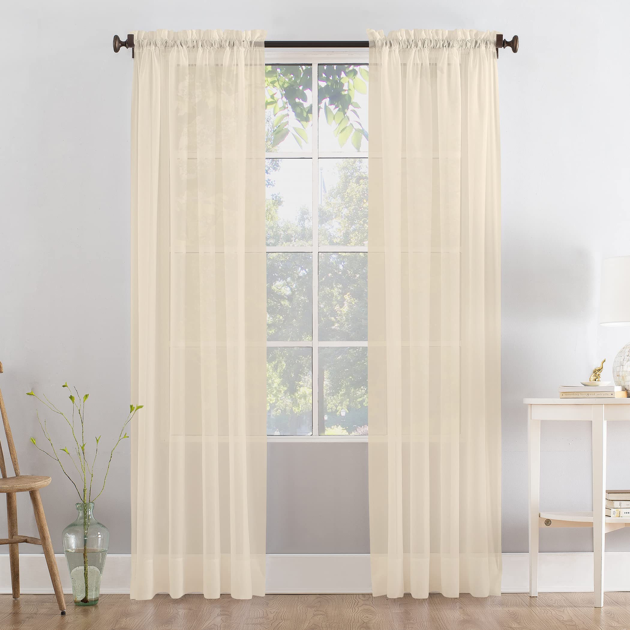 Megachest a pair of slot top voile curtains (Mink, 56" wideX108 drop 2 Panels)