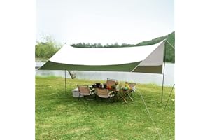 MATEPROX Waterproof Camping Tarp, 14.4 * 14.4ft Tent Hammock Rain Fly UV Protection Tarp for Outdoor Camping Hiking Backpacki