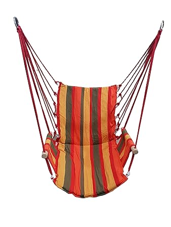 Inditradition Hammock Chair, Swinger | Brazilian Hanging Hammock, Cotton (Red/Orange)