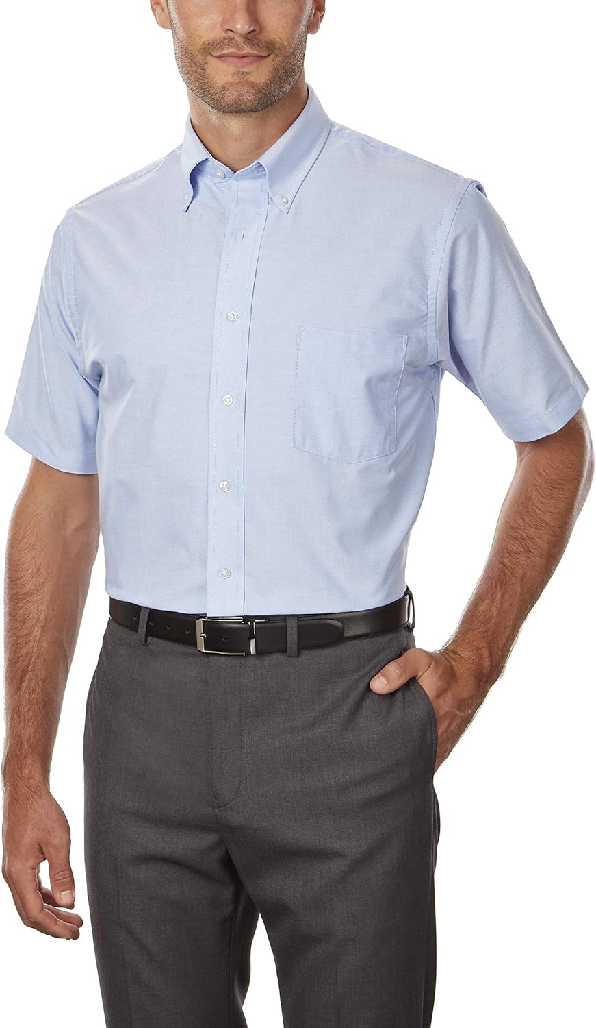 Van Heusen Men's Short Sleeve Dress Shirt Regular Fit Oxford Solid at  Men’s Clothing store