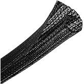 CrocSee Cable Management Sleeve, Split Design, 25FT - 1/2 Inch, Black | Cord Protectors from Pets | Heat & Abrasion Resistant
