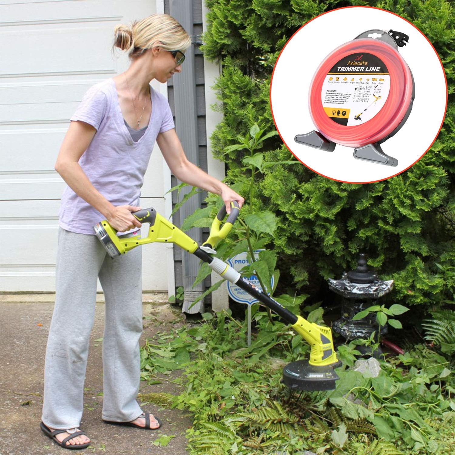 Anleolife 1-Pound Commercial Square .080-Inch-by-557-ft String Trimmer Line Donut, with Bonus Line Cutter, Orange : Garden & Outdoor