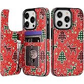 HAOPINSH for iPhone 14 Pro Wallet Case with Card Holder, Christmas Santa Tree Deco Pattern Flip Case PU Leather Kickstand Card Slots Cover 6.1