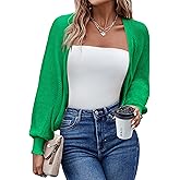 HOTOUCH Women's Cardigan Shrugs Long Batwing Sleeve Knitted Cropped Bolero Open Front Casual Elegant Cardigans for Dresses