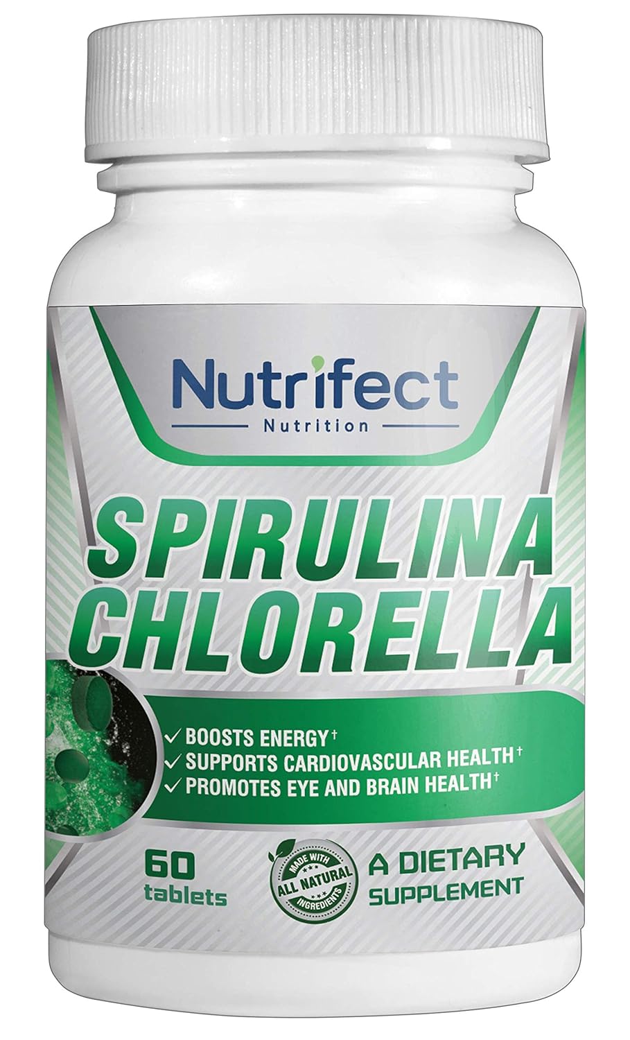 Nutrifect Spirulina Chlorella Tablets, 1000mg Spirulna