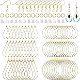 360 Pcs Beading Hoop Set for Jewelry Making, with Teardrop Round Hoops, Open Jump Rings, Earring Hooks and Backs, DIY Craft Supplies